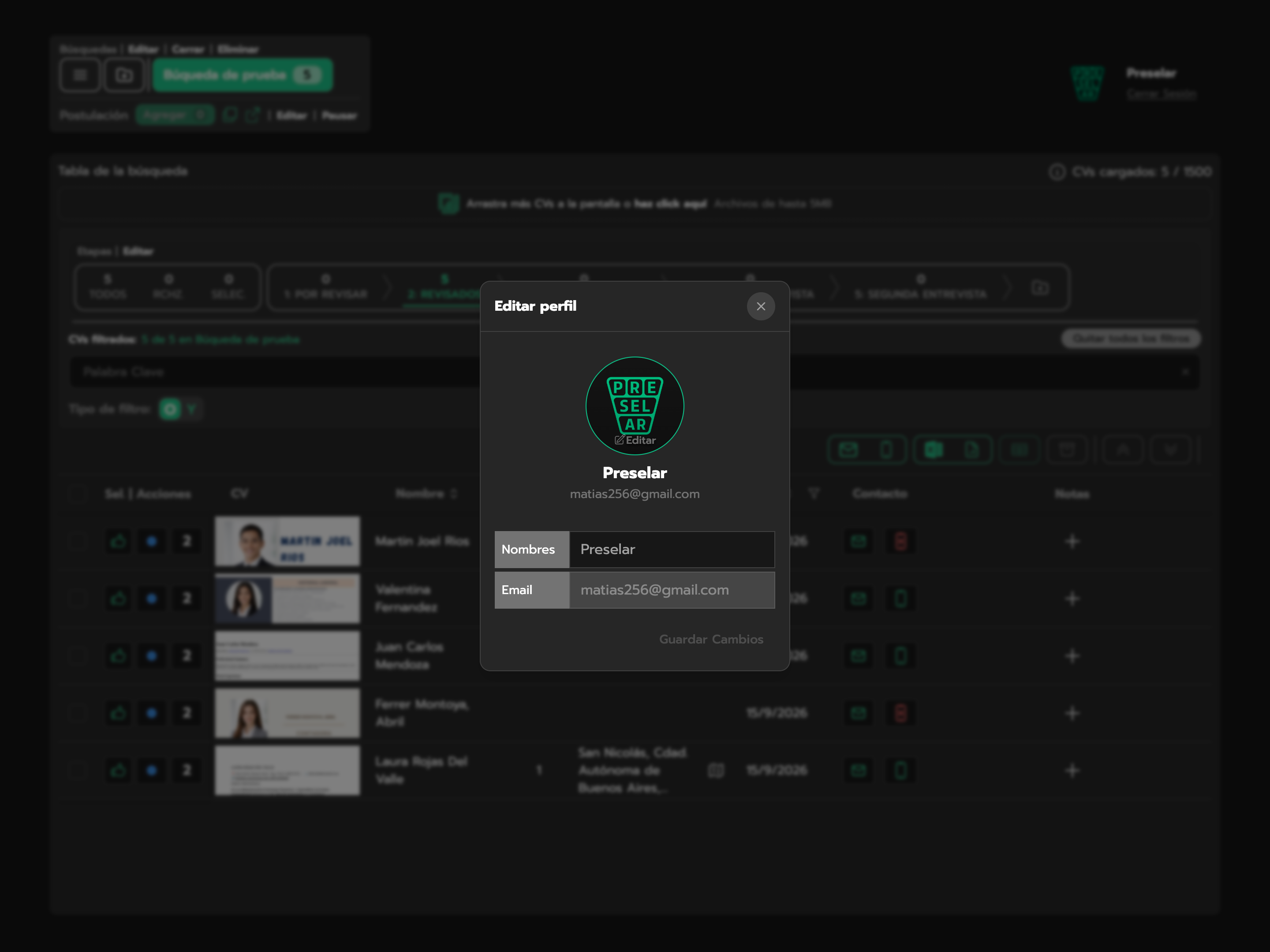Edición de Perfil