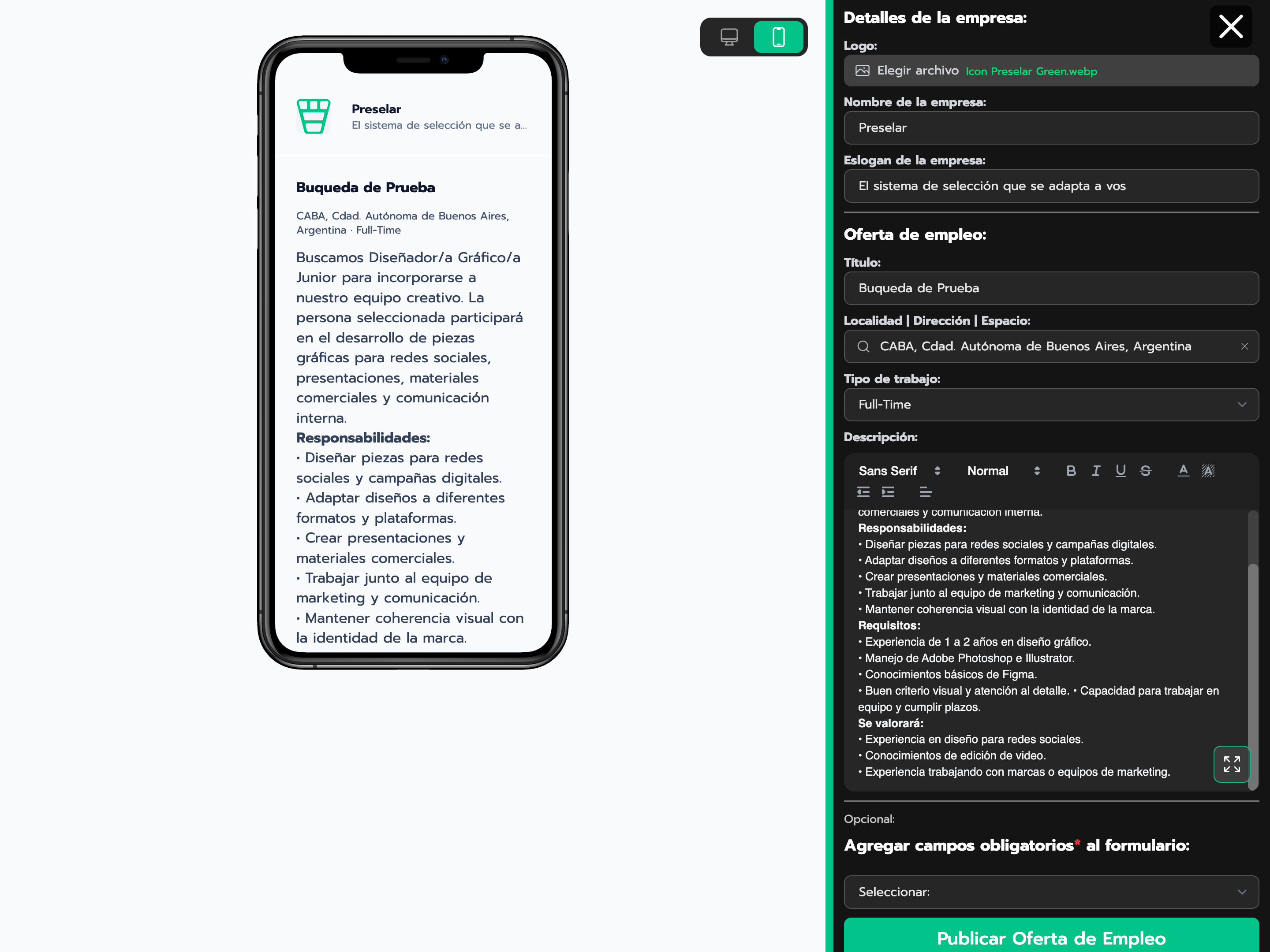 Nueva Postulació Vista Movil